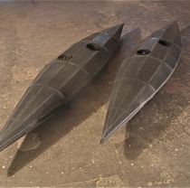 Vessel, wood, rubber, rubber gloves, 35x123x214cm, 2000
