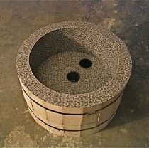 Fortress, fire bricks, lino, rubber gloves, 46x59x59cm, 2008