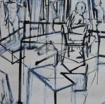 1st yr painter   spatial construction   ink & white conte