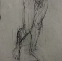 2nd yr wood carver   cast study   conte