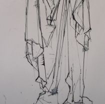 2nd yr conservator   drapery study   ink and white conte