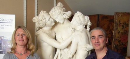 Kimberley Reczek and Simon Keeley at the unveiling of the sculpture at Clandon Park – 3 August 2011