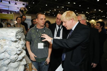 Tom Brown, 3rd Year Stone Carving Diploma Student, Talks to Mayor Boris Johnson
