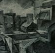 red building from holywell   willow charcoal 