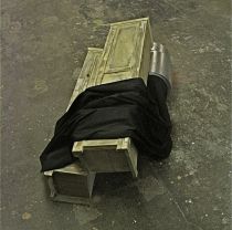 Beyond the Shadow of Doubt, wood, metal, drapery, 68x68x178cm, 2008