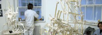 Sculpture student at work