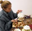 Third year sculpture student working in studio