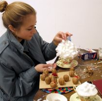 Third year sculpture student working in studio