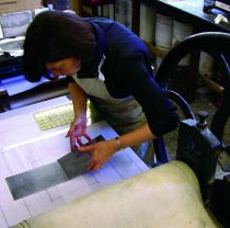 Student at work in print room