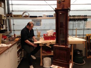 Carrying out veneer replacements on a long case clock