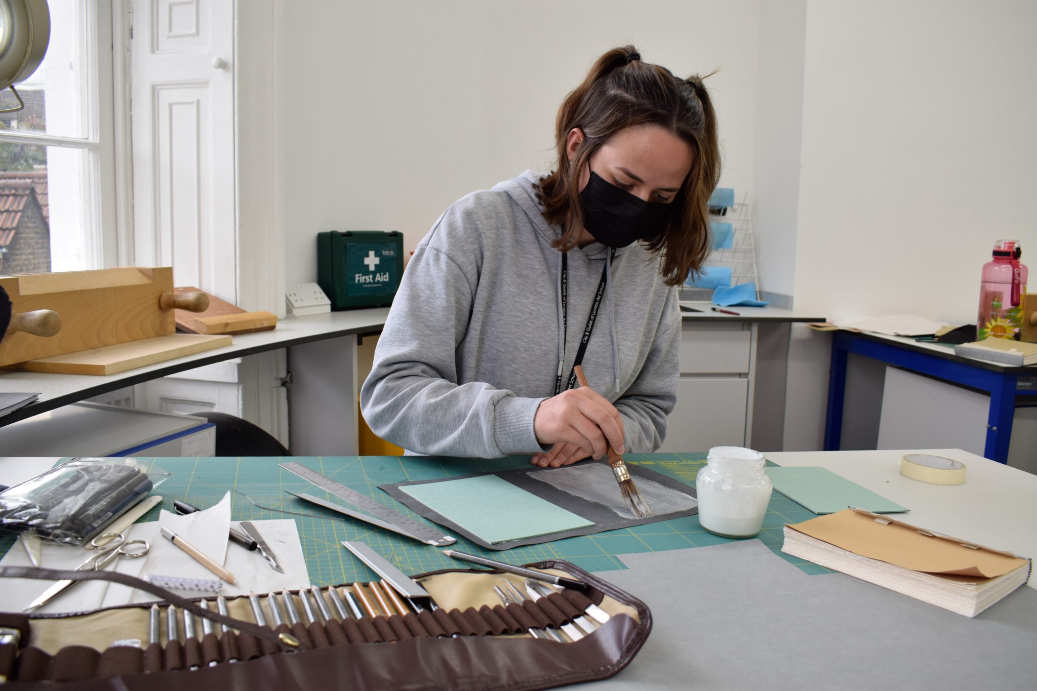 First year students learn bookbinding techniques City & Guilds